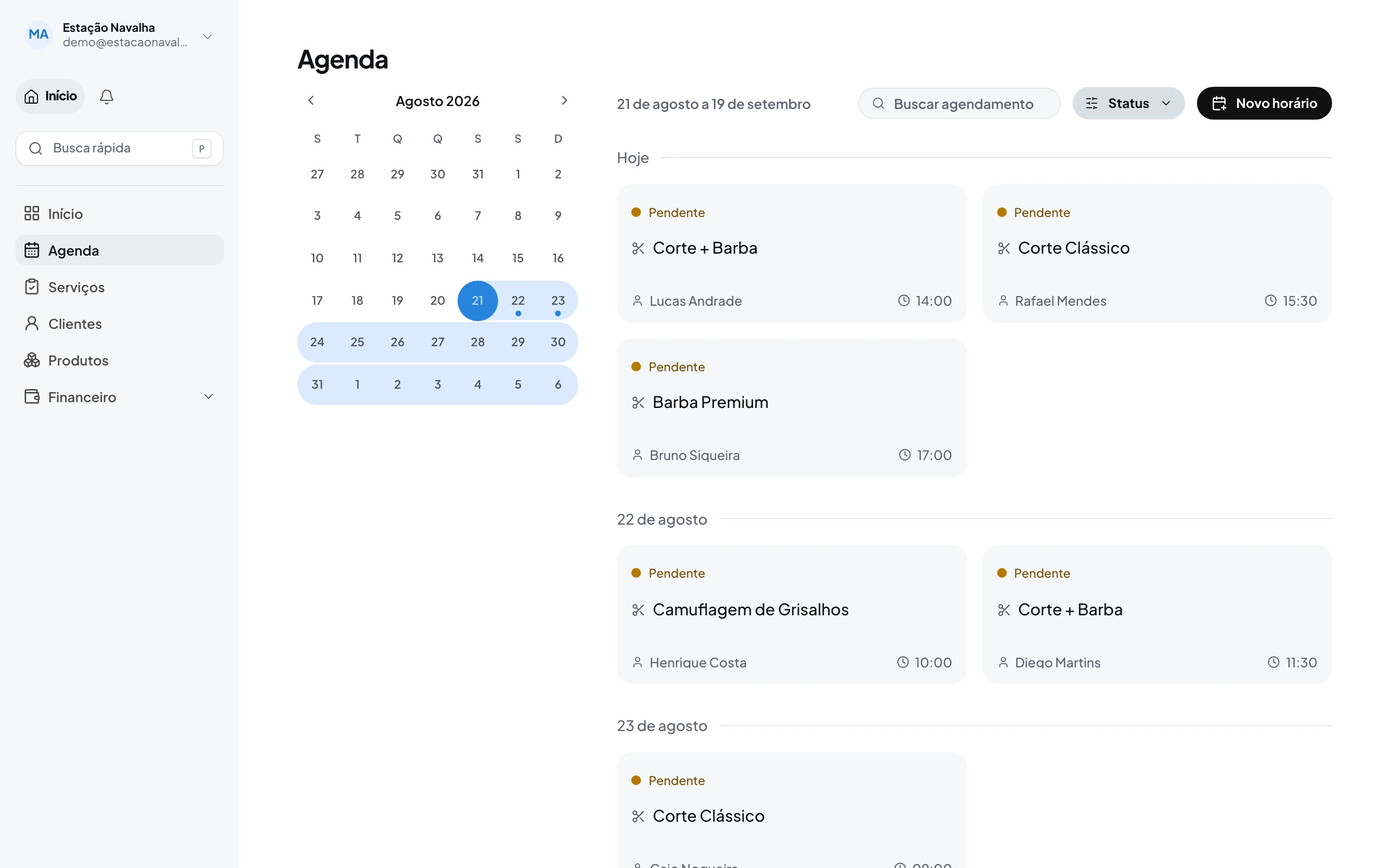 Agenda do Ordora com os compromissos distribuídos no dia